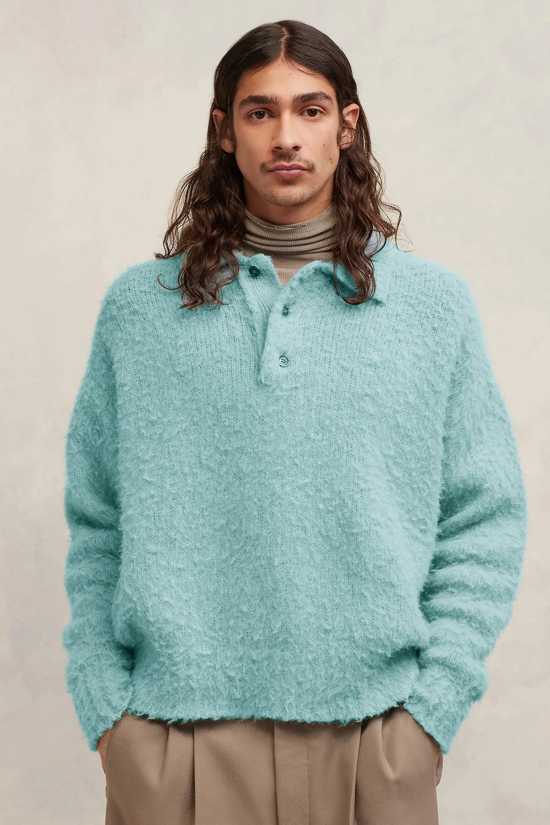 AMI PARIS Alpaca Blend Knit Polo  