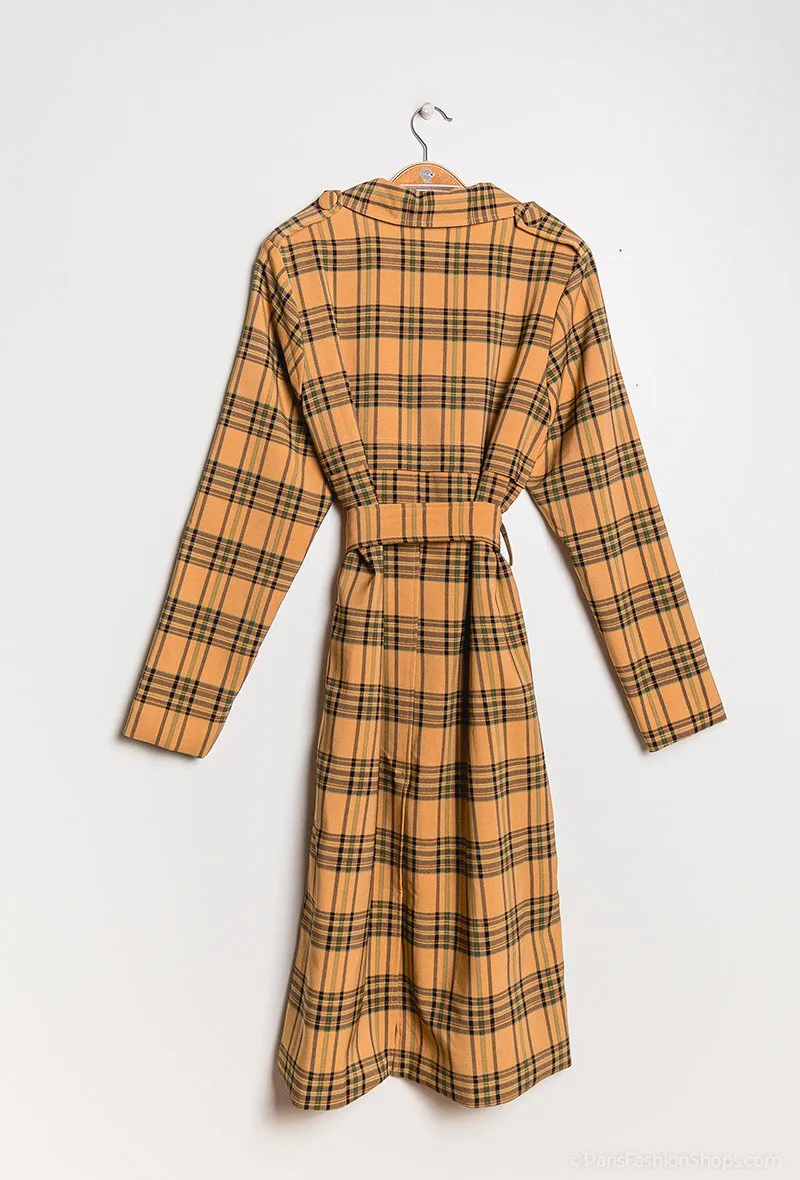 Check trench-coat