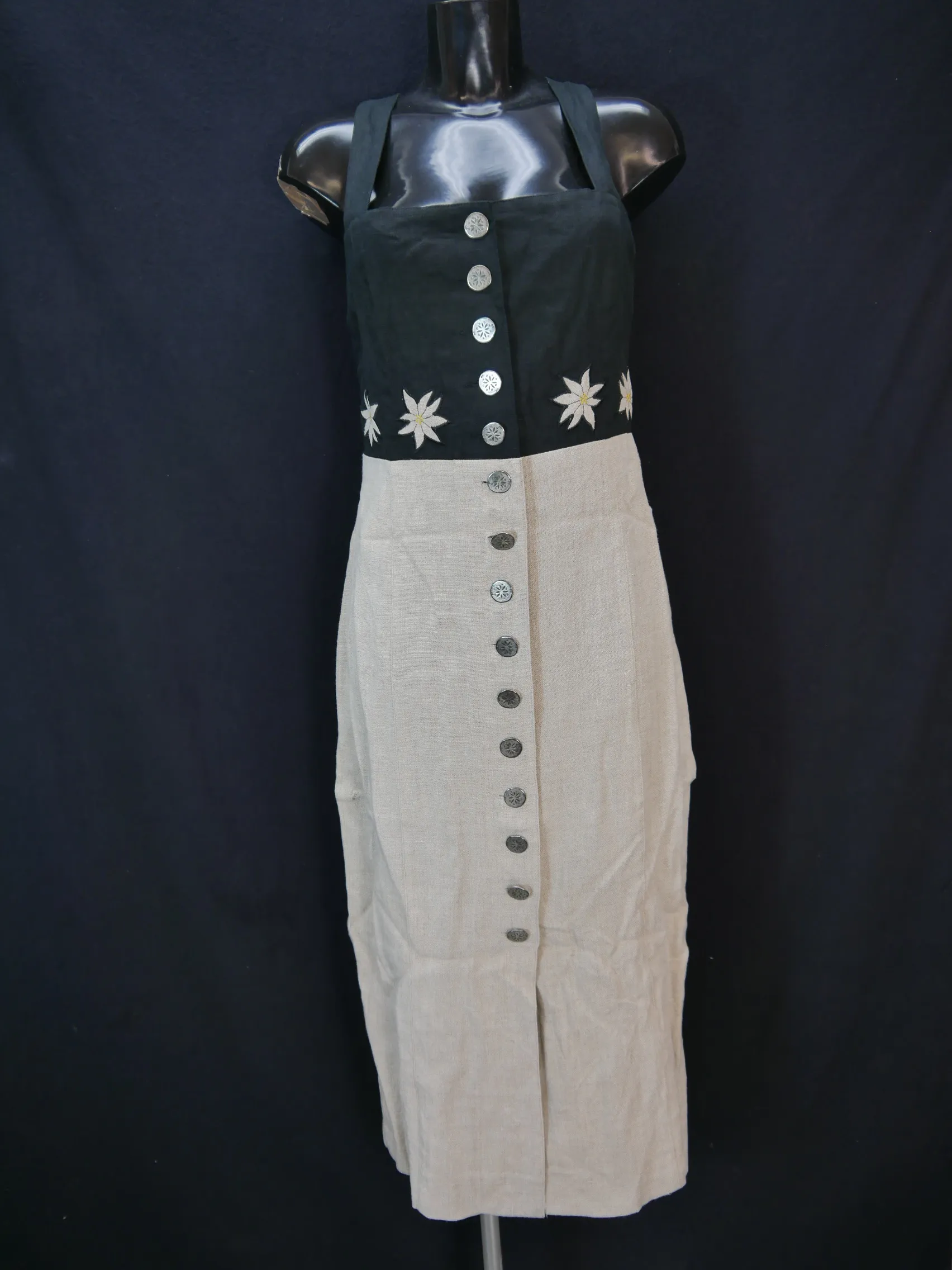 Distler Original schwarz mit Edelweiß Applikation Landhaus Kleid Trachten Gr.40