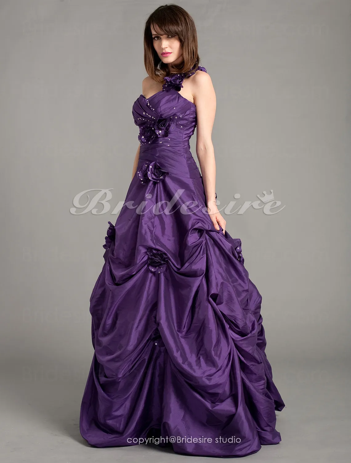 Duchesse-Linie Taft bodenlang 1-Schulter Quinceañera Kleid