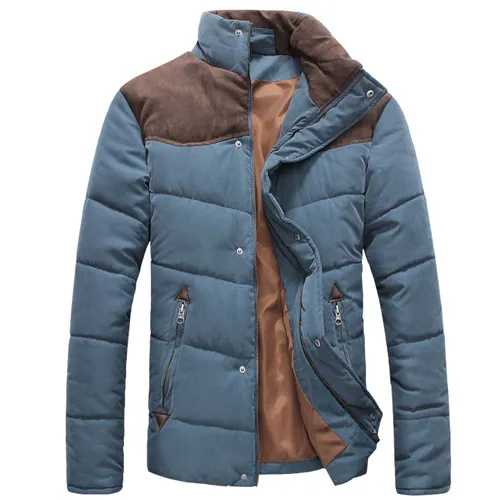 Fashion Contrast Color Stand-Collar Men's Padded Coat
