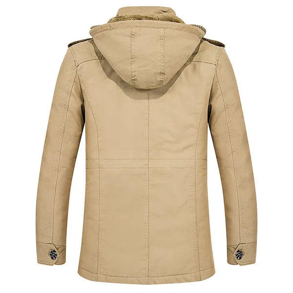 Fashion Plush Lined Long Sleeve Hooded Jacket for Men