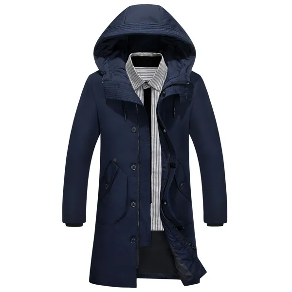 Fashion Solid Color Long Sleeve Hooded Men's Padded Coat 