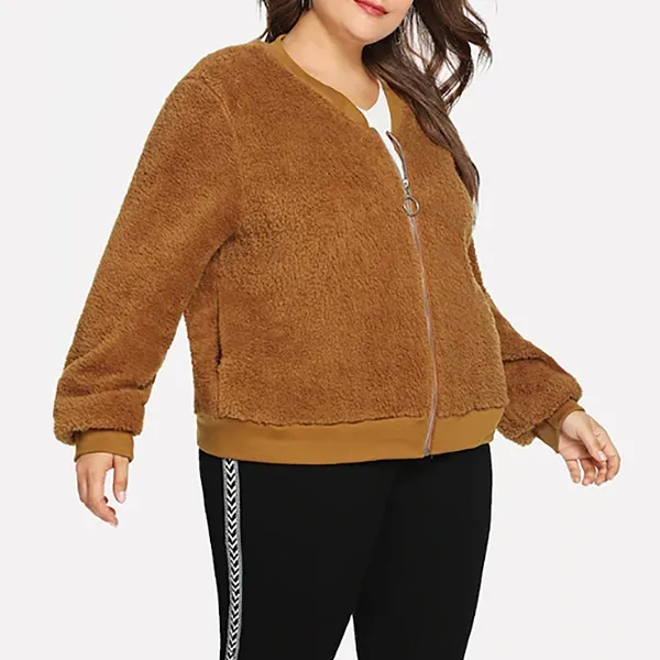 Fashion Solid Color Long Sleeve Plus-size Plush Jacket