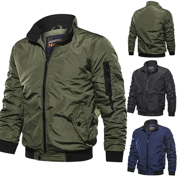 Fashion Solid Color Long Sleeve Stand Collar Man's Jacket(Größe fällt klein aus)