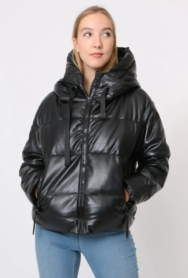 FAUX LEATHER PUFFA COAT
