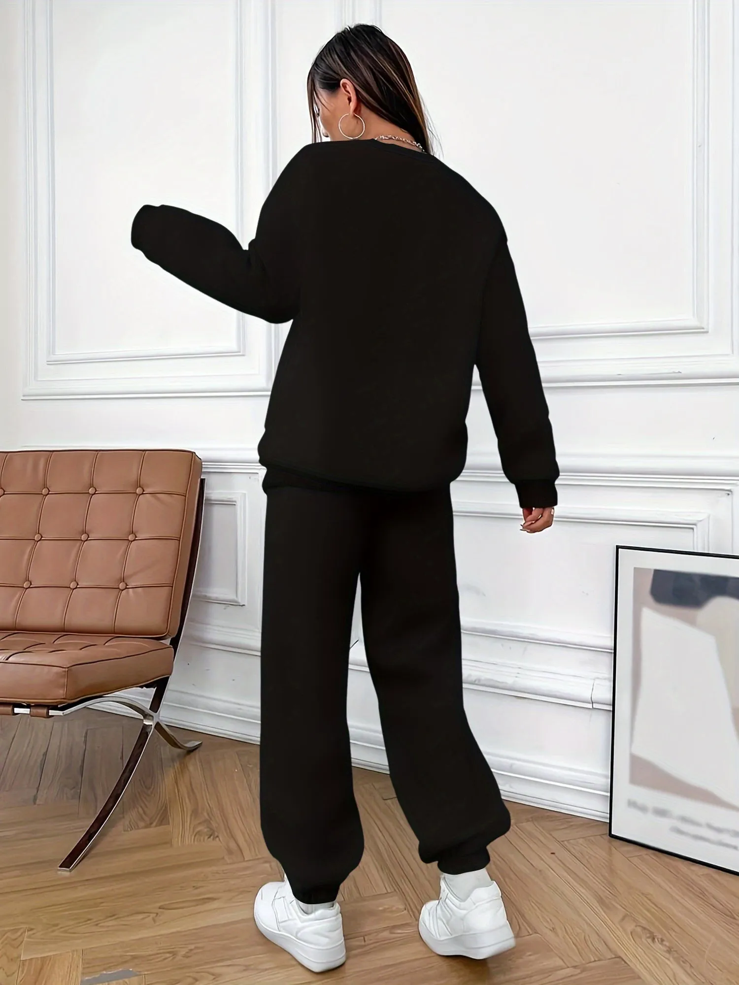 Heidi-Mode | Baumwolle Herzdruck Pullover & Jogginghose Trainingsanzug Set - Ideal für Herbst/Winter