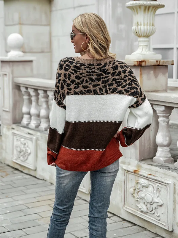 Heidi-Mode | Damenpullover Mit Leopardenmuster Und Farbflächen