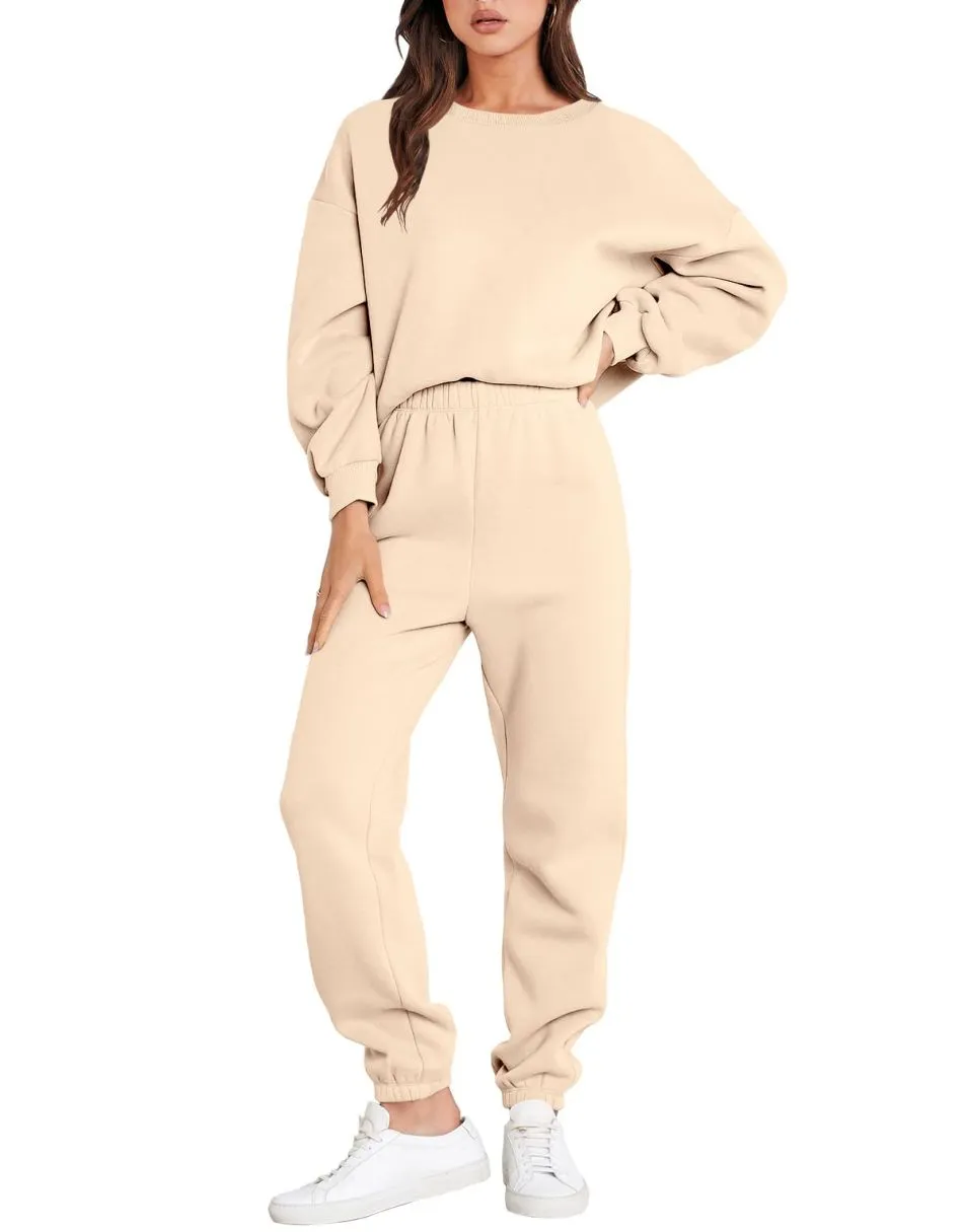 Heidi-Mode - Lässiger Herbst Crewneck Trainingsanzug mit Jogger Hose Set für Frauen