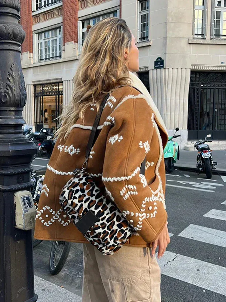 Heidi-Mode - Warme Jacke mit Revers, langen Ärmeln Vintage-Trend