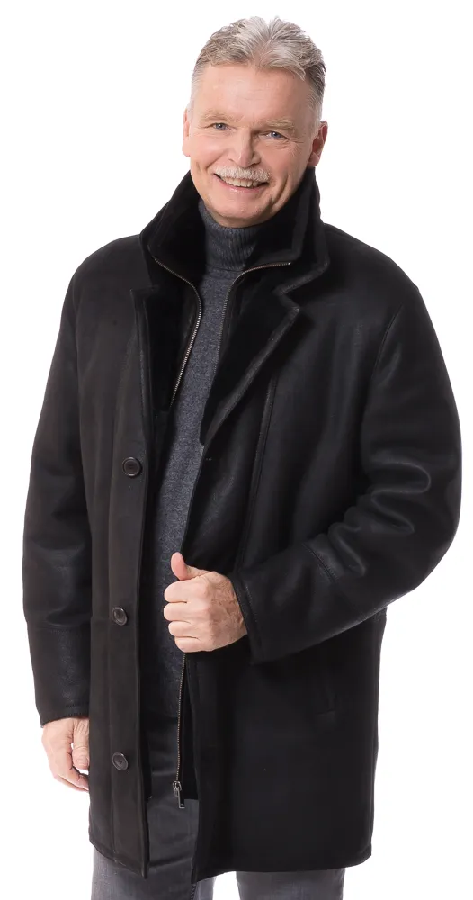 Henry schwarze Lammfell Jacke für Männer von TRENDZONE