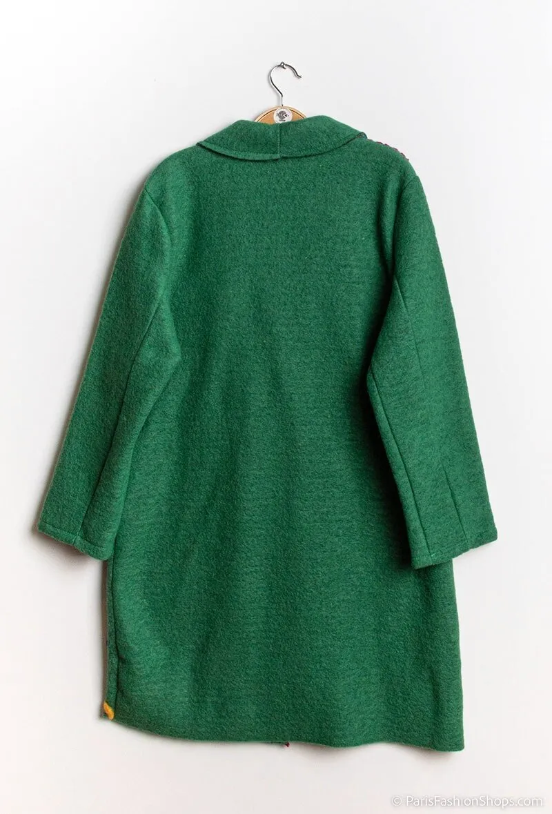 Hooded knit coat with details