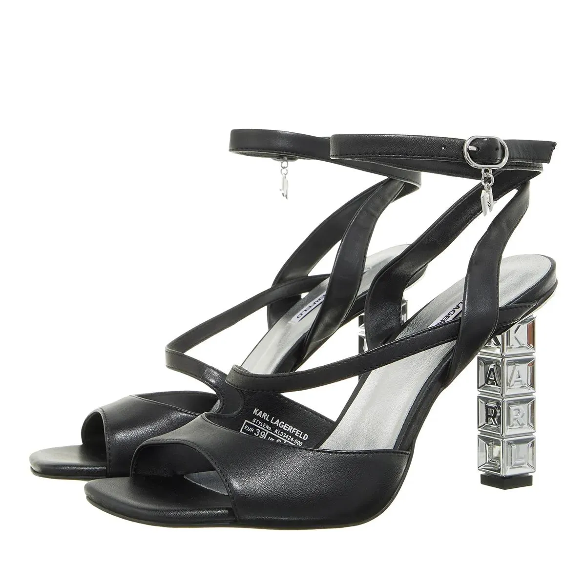   Karl Lagerfeld  Kolumn Wrap Strap Sandal Black Lthr  Riemchensandale 