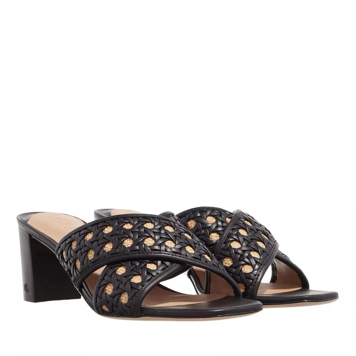   Lauren Ralph Lauren  Freddi Cng Heel Sandal Black Antq Ntrl  Mule 
