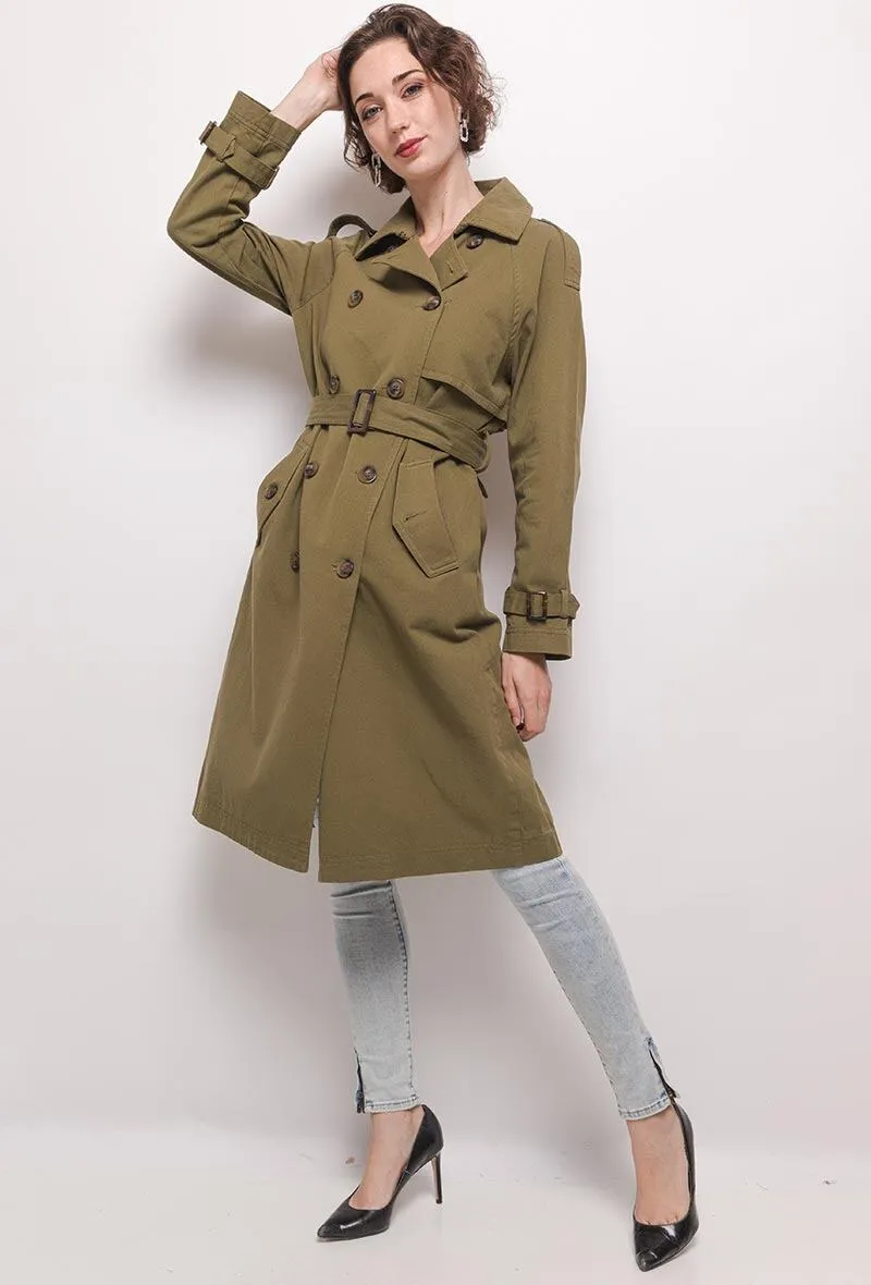 Long cotton Women Trench-coat