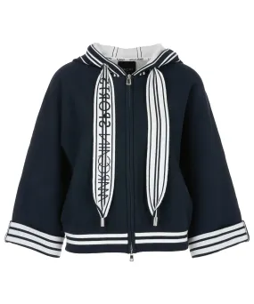 Marc Cain Strickjacke mit Kapuze und gestreiften Details