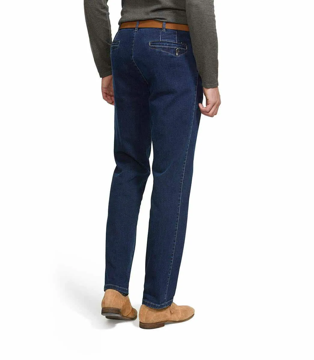 MEYER Herren Hosen Dublin 9-4541 - Moderne Stretch Denim, schmale Chino mit Gürtel