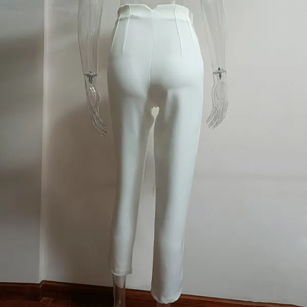 Moderne einfarbige Hose mit hoher Taille und schlanker Passform