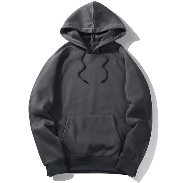 Modisches Langarm-Sweatshirt für Herren mit einfarbigem Design, Kordelzug und Kapuze