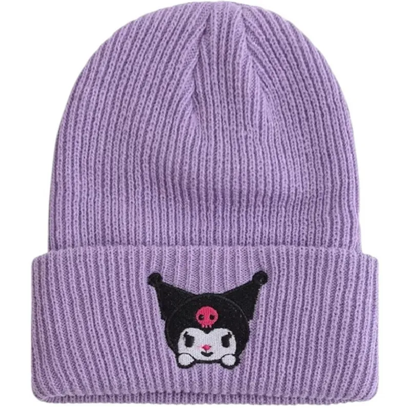 Niedliche Kuromi Lila Mütze – Sanrio Beaniemütze im Kawaii-Look