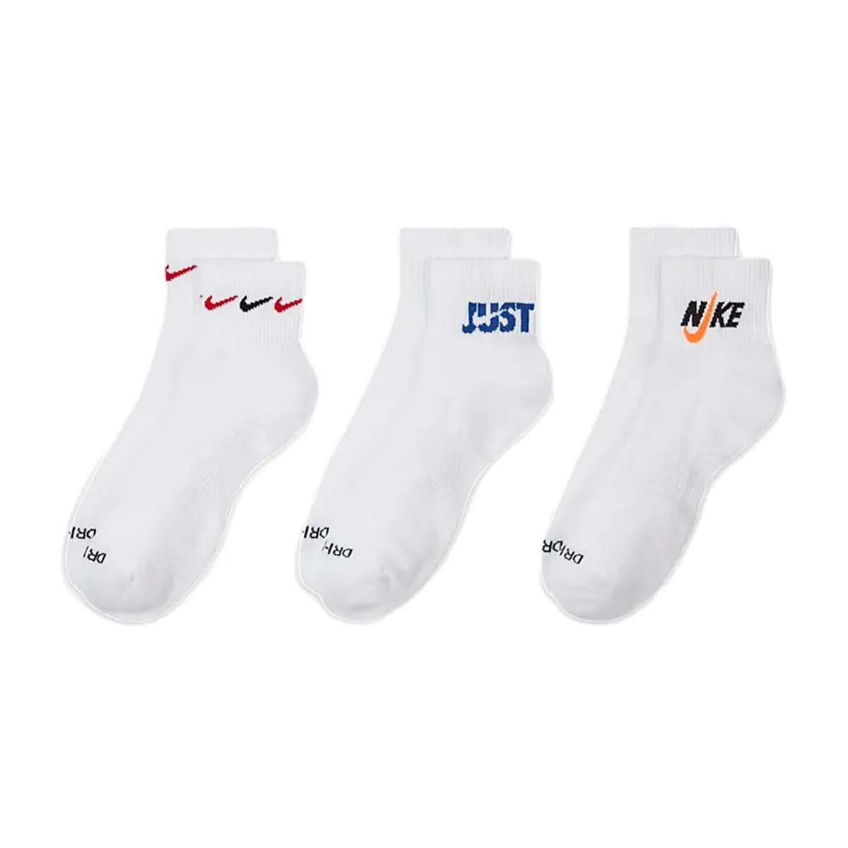Nike Everyday Plus Cushioned Ankle Quarter Socken 3 Paar DH3827-902 - weiss-bunt