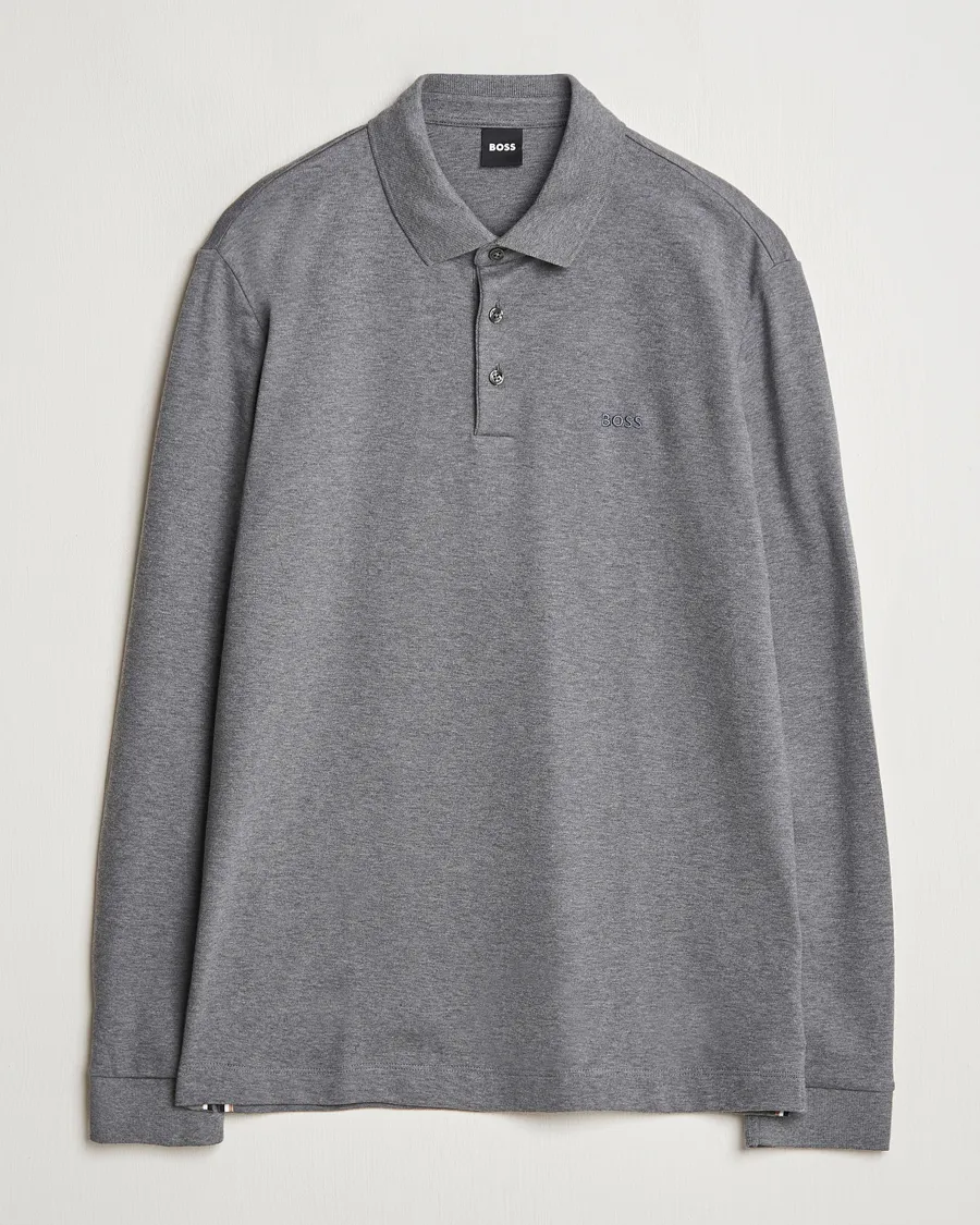 Pado Mercerized Long Sleeve Polo Medium Grey