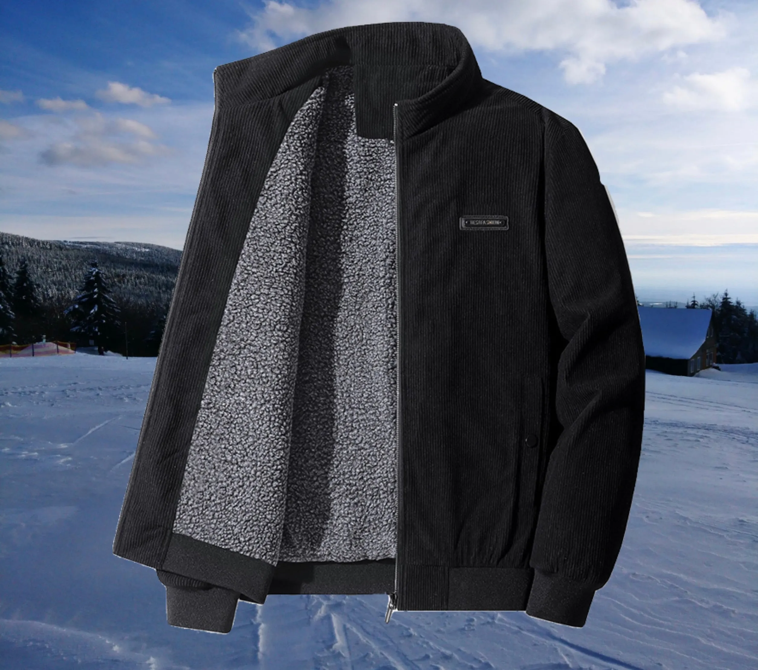 Retro-Sherpa-Jacke aus Kordsamt