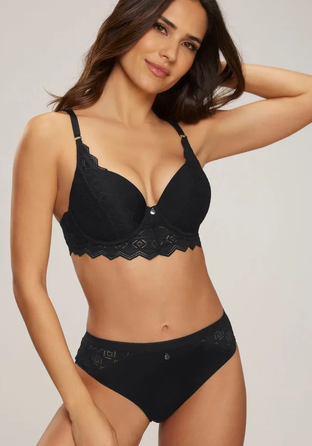 s.Oliver Push-up-BH, mit Bügel und graphischer Spitze in transparenter Optik, Dessous