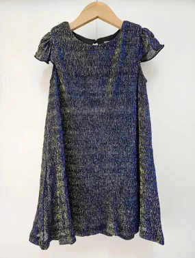 Zweifarbiges blaues und goldenes Kleid im Lurex-Stil für Mädchen